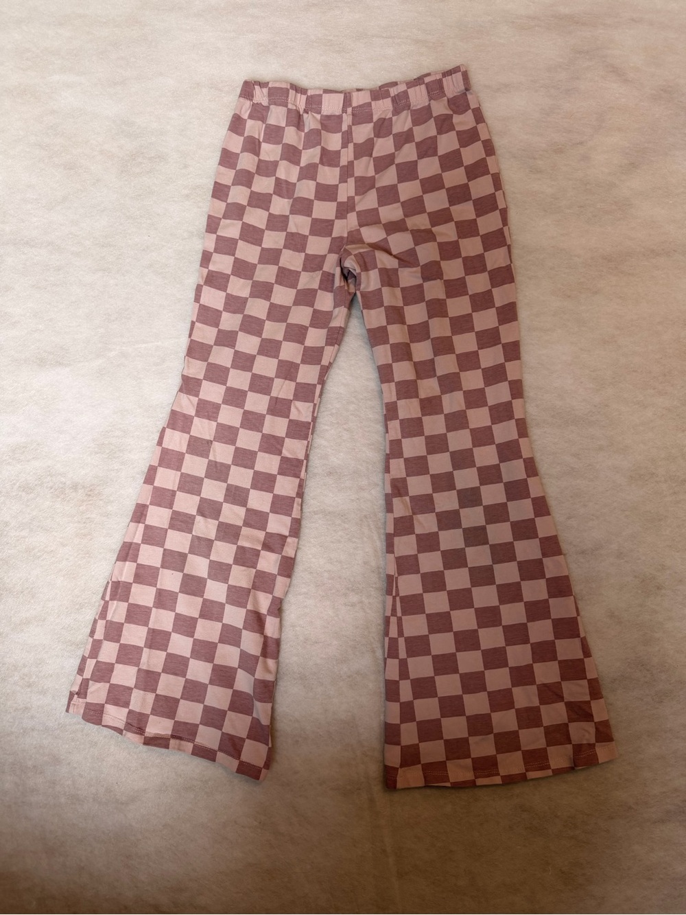 Messy Bun Girl Just Chillin Checkered Flared Knit Pants